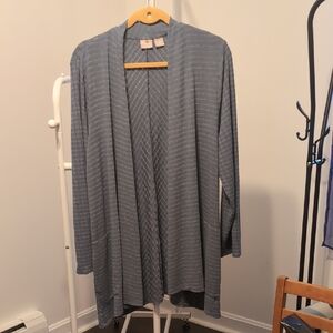 Chico's Zenergy Blue and Gray Striped Cardigan
